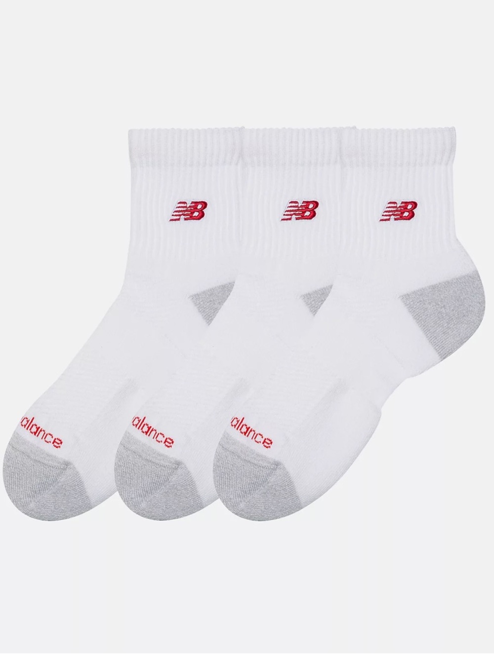 New Men’s Balance White Quarter Athletic Socks 1ct